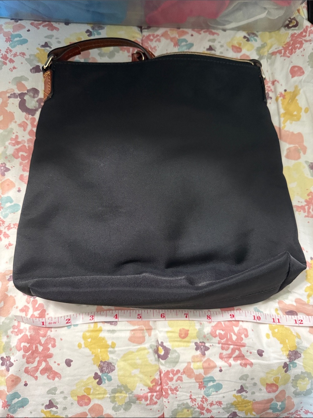 Dooney & Bourke Black Nylon Crossbody with Brown Leather Trim and Gold Hardware - Picture 7 of 8